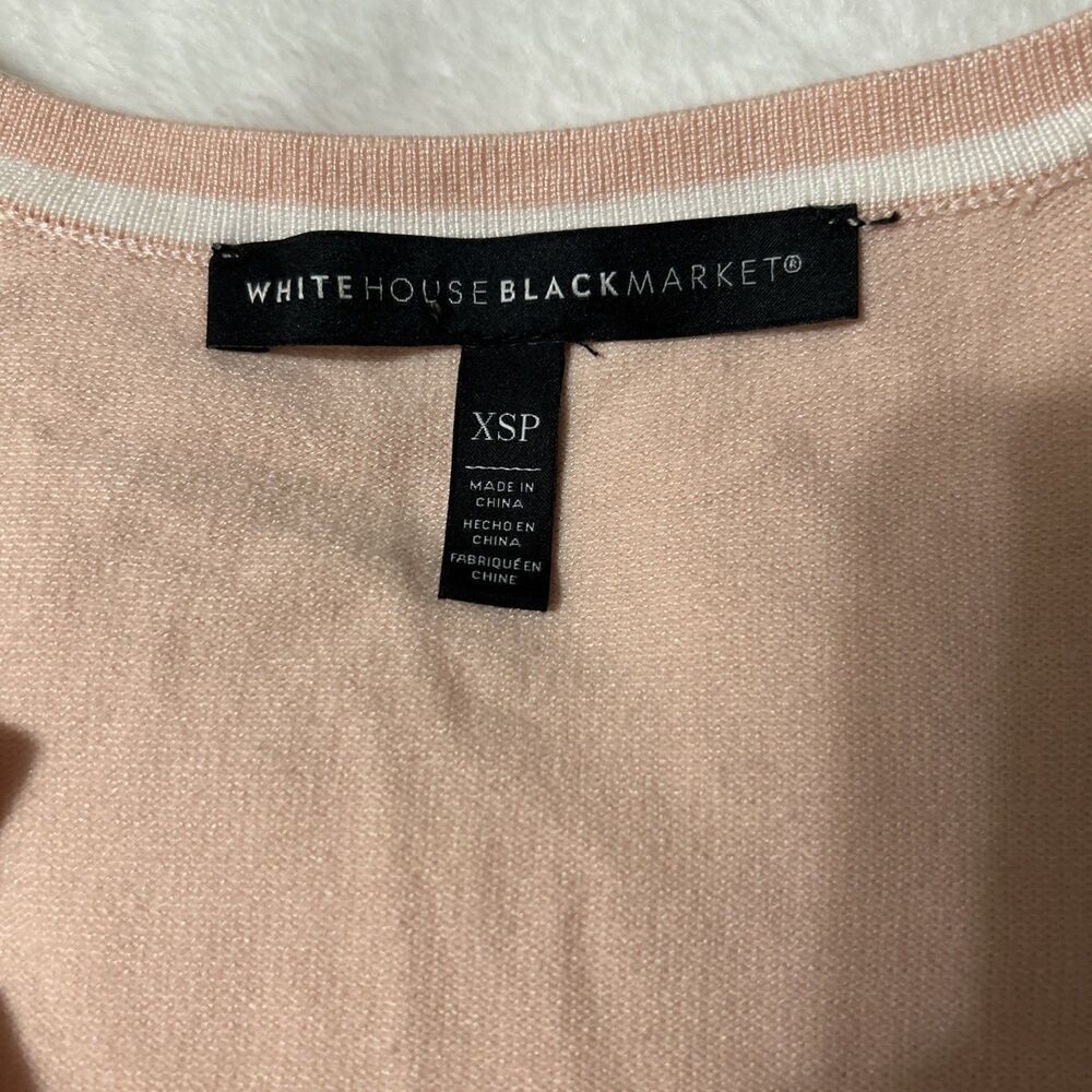 White House Black Market Floral Cardigan XS Petite Peach Satin Look - Picture 4 of 4